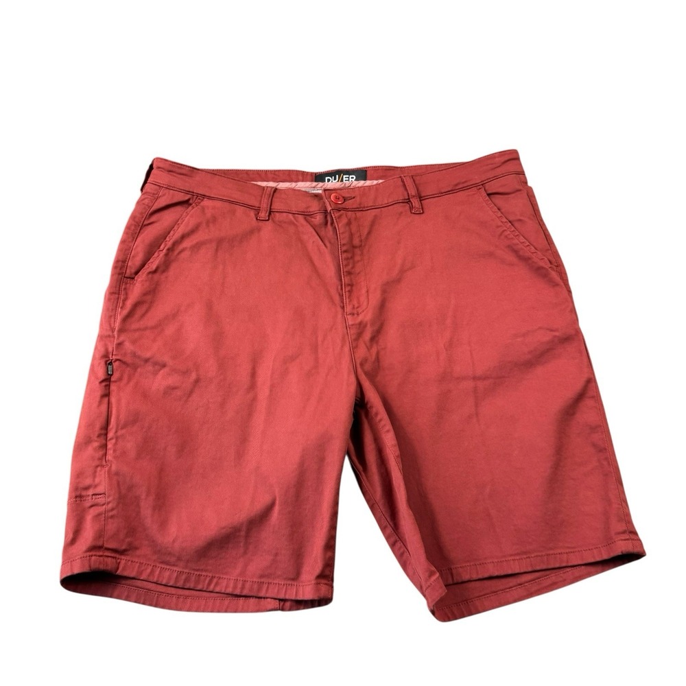 DU/ER Red Cotton Stretch Performance Mens Chino Short 38 x 9